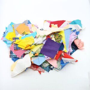Vintage Fabric Remnants Both Triangles and Squares, Variety of Pattern Cloth